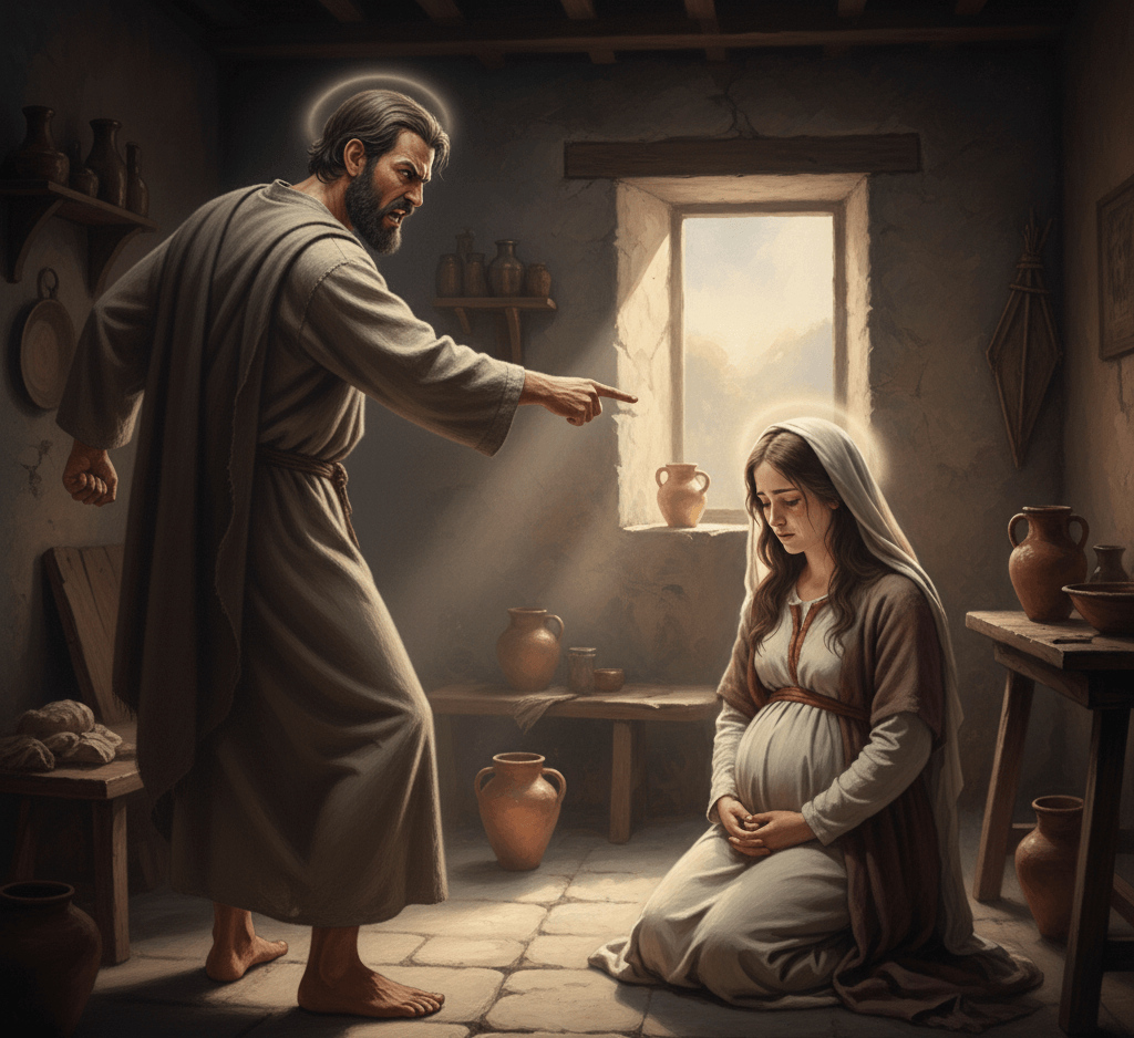 How Joseph would react if angry at Mary's pregnancy