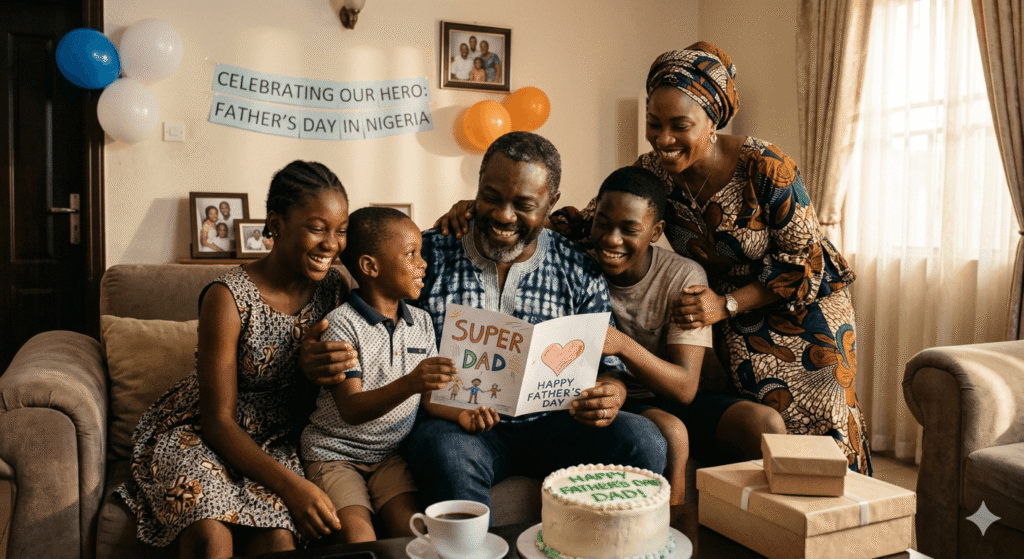 Father supporting the family on a fathers' Day